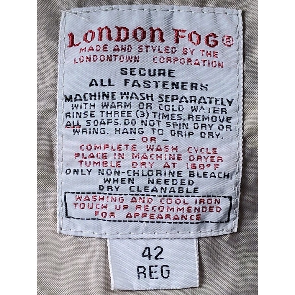 LONDON FOG JACKET MENS (42R) LARGE TAN HOODED‎ WINDBREAKER RAIN COAT VINTAGE - Picture 6 of 8